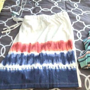 Women's Tie-Dye Shorts - Cream, Red, and Blue